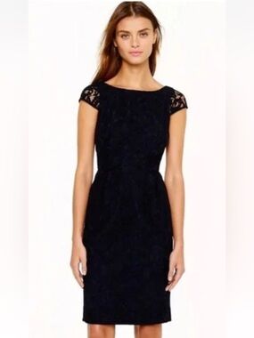 J. Crew Elsa Dress in Leavers Lace - Black